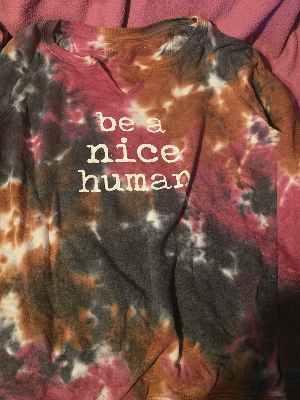 Tie-Dye "Be a Nice Human" Long Sleeve Sweatshirt - Multicolor